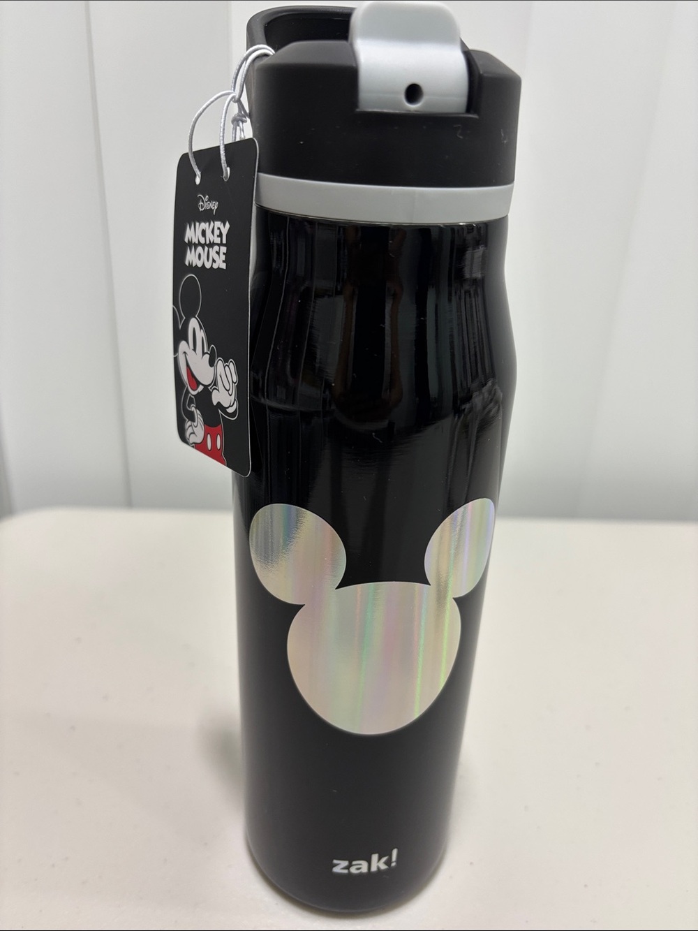 Zak! Black Mickey Mouse Holographic Travel Tumbler NWT